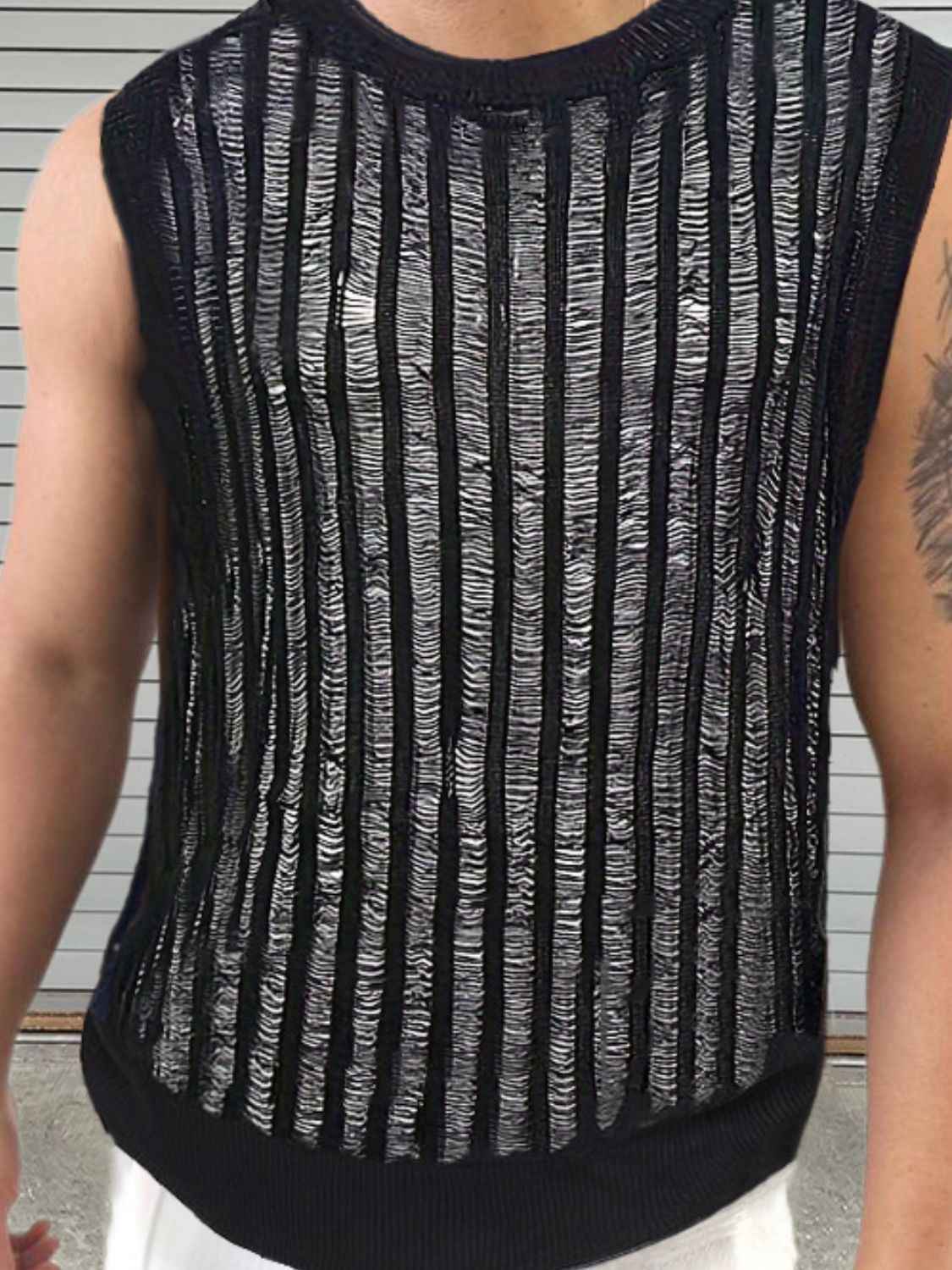Men's Round Neck Hollow Out Sleeveless Top - Damned Threads